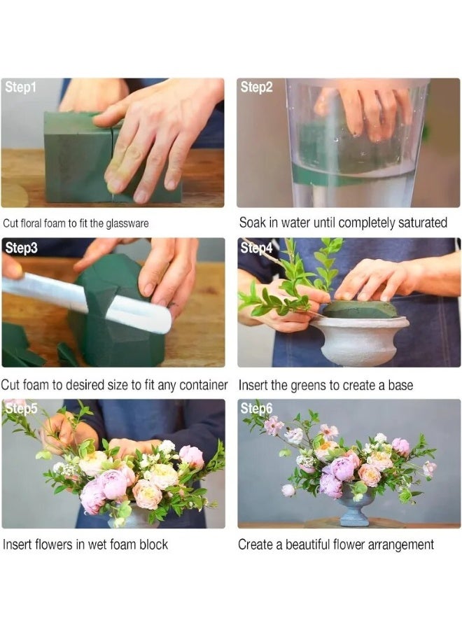 6-PCS Square Dry Floral Foam Blocks, Dry & Wet Absorbent Flower Mud for Artificial & Fresh Flowers, Florist Supplies for Home & Flower Shop Arrangements - Image 5
